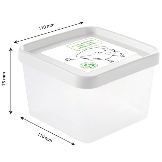 Airtight box 0.6 L + white lid - pack of 12