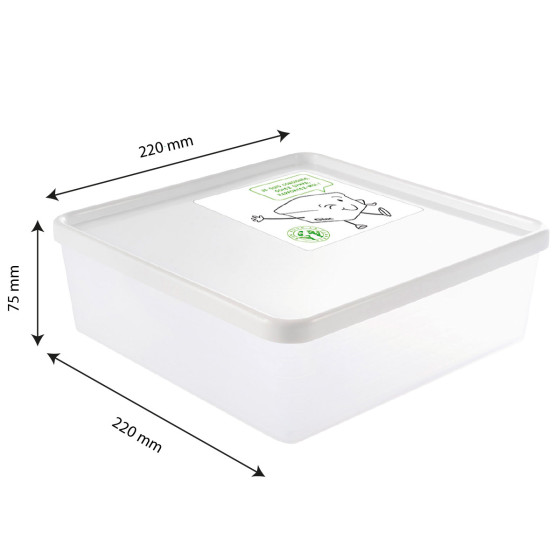 Airtight box 2.5 L + white lid - pack of 6