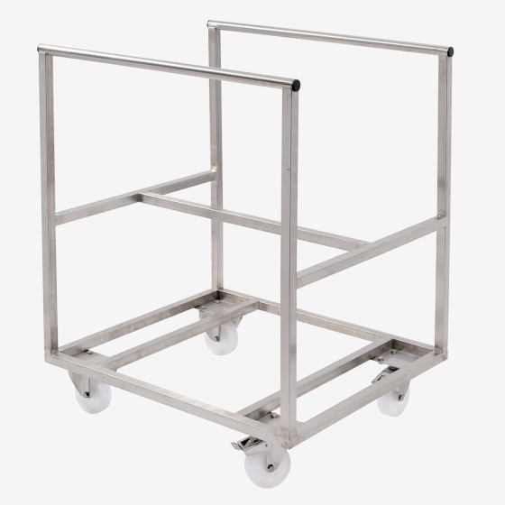 Chariot pour bac grand volume semi-cylindrique - inox