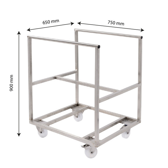 Chariot pour bac grand volume semi-cylindrique - inox
