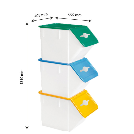 Bacs tri sélectif 40 L + couvercles - lot de 3