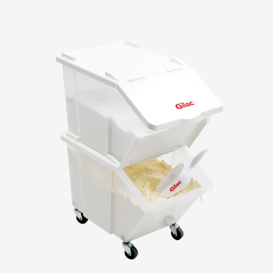 Bac à ingrédients 30 L + couvercle - 4 roues - lot de 2