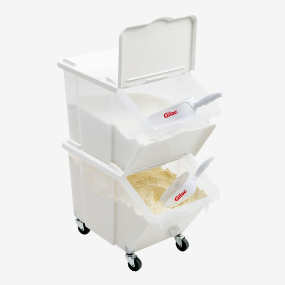 Bac à ingrédients 30 L + couvercle - 4 roues - lot de 2
