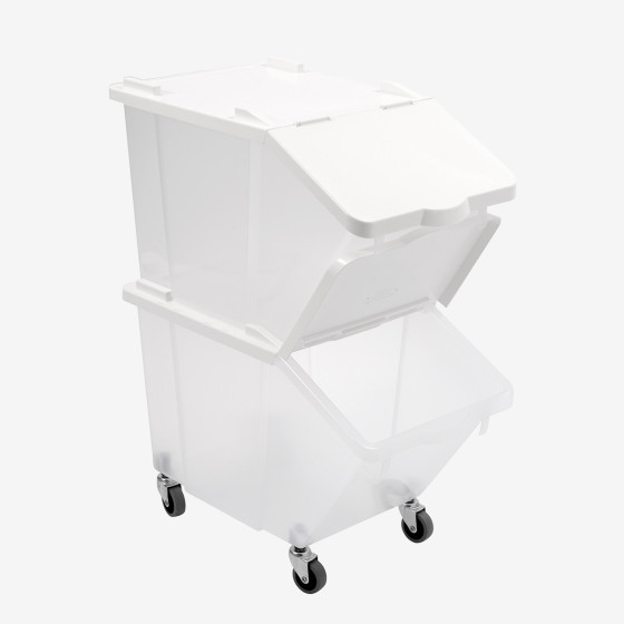 Bac à ingrédients 30 L + couvercle - 4 roues - lot de 2