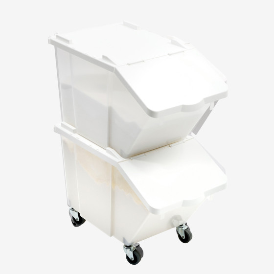 Bac à ingrédients 30 L + couvercle - 4 roues - lot de 2