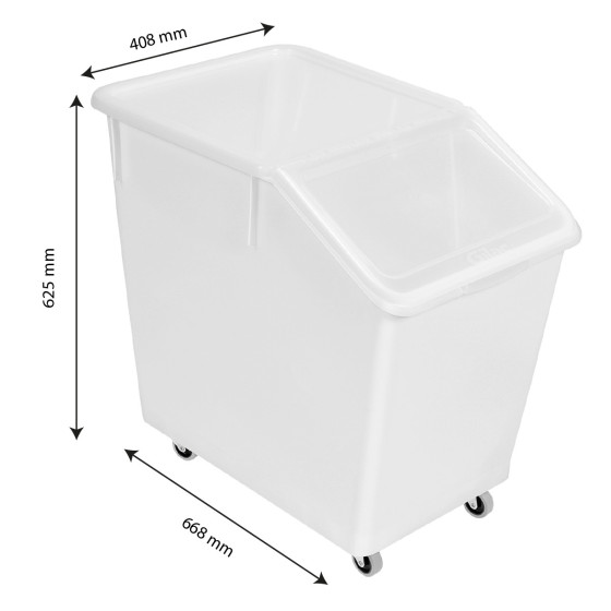 Bac à ingrédients 80 L + 4 roues + couvercle transparent - chape inox