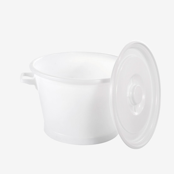 Lid for 50 L food contact container with black handles and 35 L small tub - white