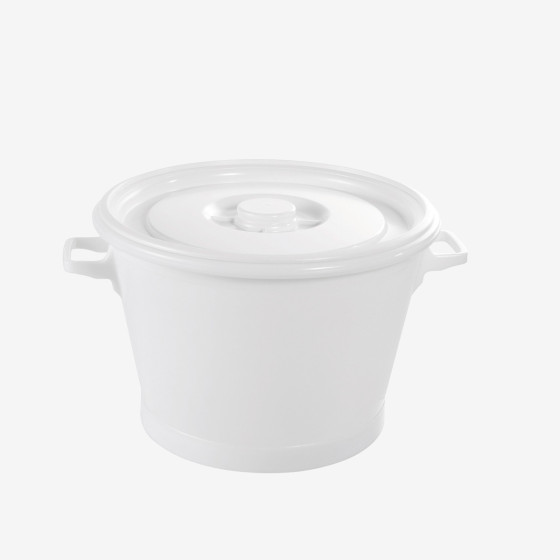 Lid for 50 L food contact container with black handles and 35 L small tub - white