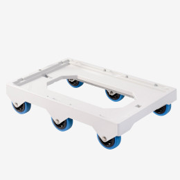 Silent 6-wheel dolly - stainless steel shaft