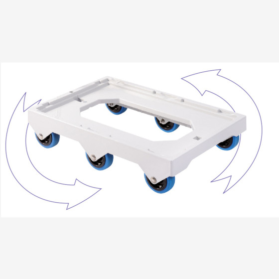 Silent 6-wheel dolly - stainless steel shaft
