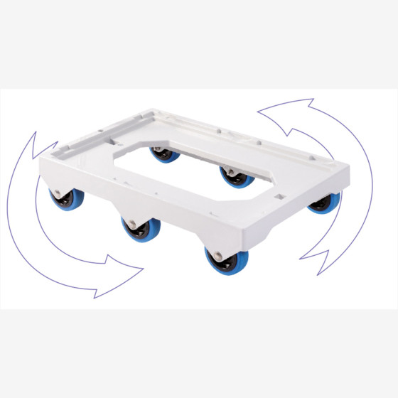Silent 6-wheel dolly - steel shaft