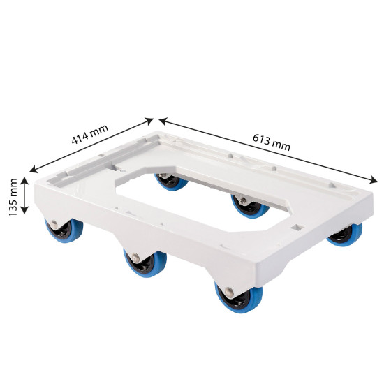 Silent 6-wheel dolly - steel shaft