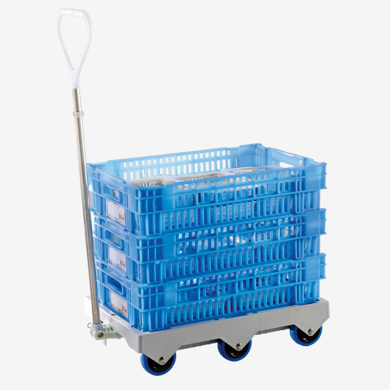 Silent 6-wheel dolly - steel shaft