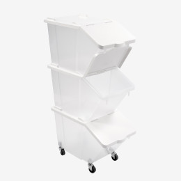 Bac à ingrédients 30 L + couvercle - 4 roues - lot de 3