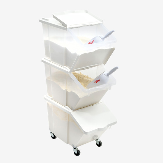30 L ingredients container + lid - 4 wheels - pack of 3