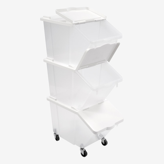 30 L ingredients container + lid - 4 wheels - pack of 3