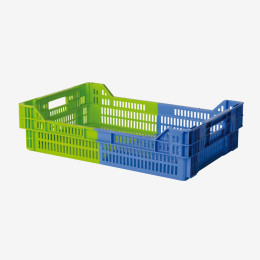 Two-tone nesting stacking perforated crate -  600 x 400