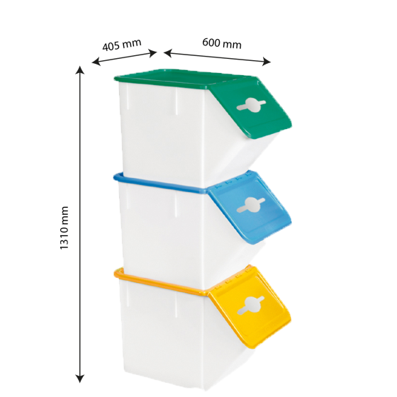 Bacs tri sélectif 40 L + couvercles - lot de 3