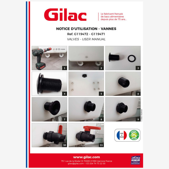 Vanne 30 L/min avec raccord pour bac grand volume
