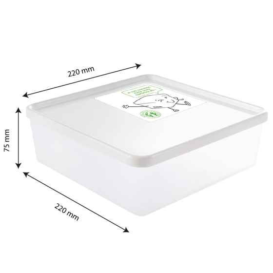 Airtight box 2.5 L + white lid - pack of 6