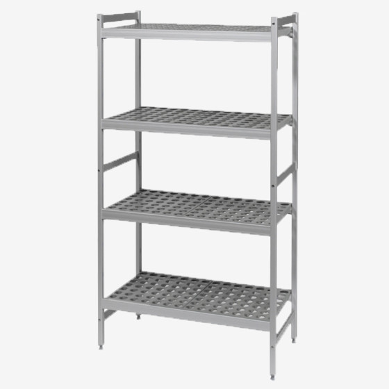 4-level modular shelving system with shelf inserts - small model