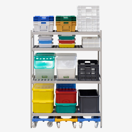 4-level modular shelving system with shelf inserts - medium model