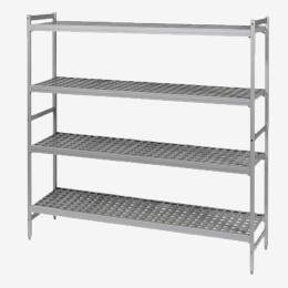4-level modular shelving system with shelf inserts - large model