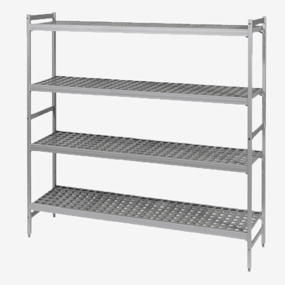 4-level modular shelving system with shelf inserts - large model