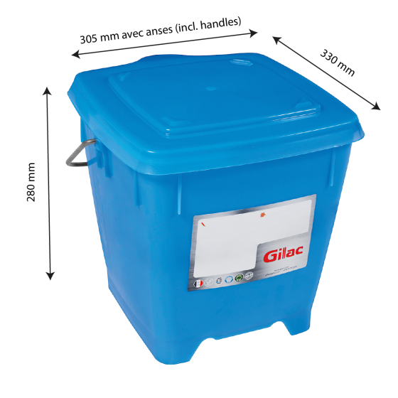 Seau carré HACCP + couvercle étanche
