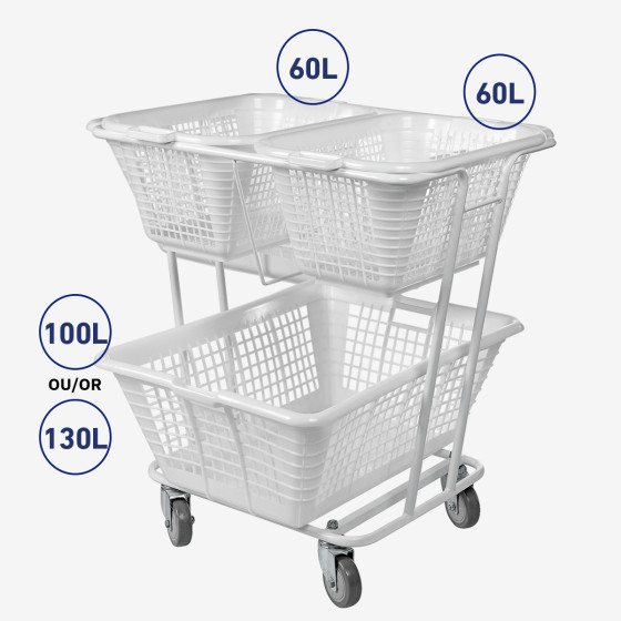 Chariot pour corbeille à linge