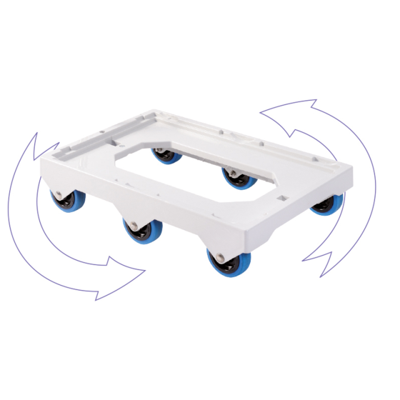 Silent 6-wheel dolly - stainless steel shaft