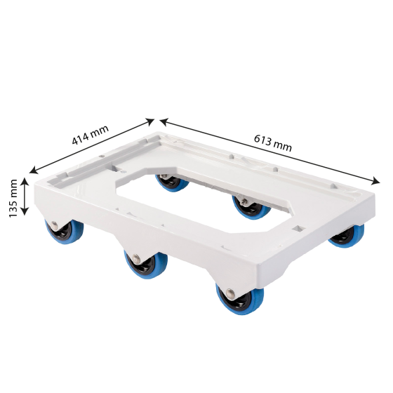 Silent 6-wheel dolly - steel shaft