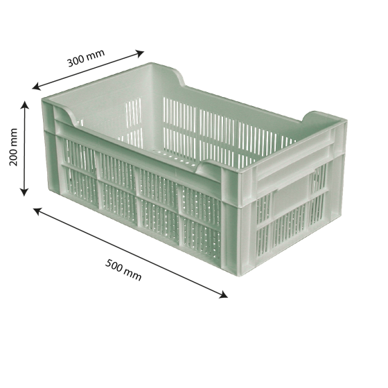 500 x 300 cm perforated crate - 20 L - light green