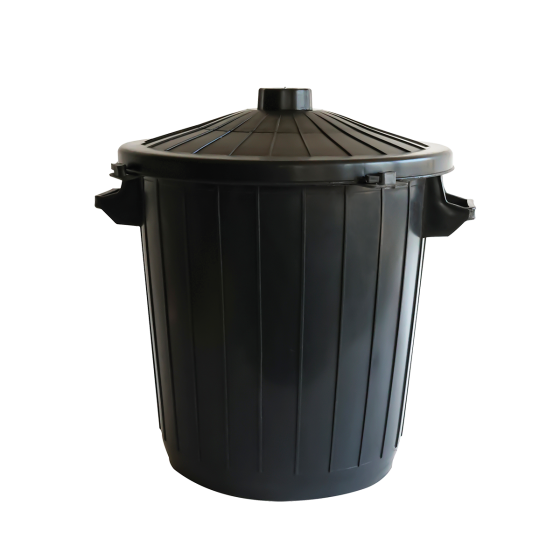 Poubelle éco-durable ronde avec couvercle verrouillable - 50 L et 80 L - noir