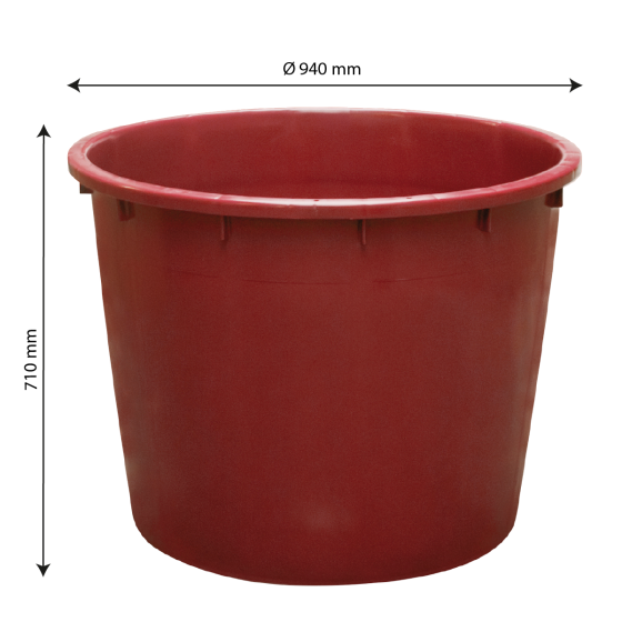 Baquet rond renforcé - de 110 L à 500 L - bordeaux