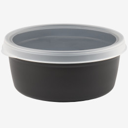 Round black airtight box + clear lid - pack of 10