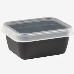 Rectangular black airtight box + clear lid - pack of 10