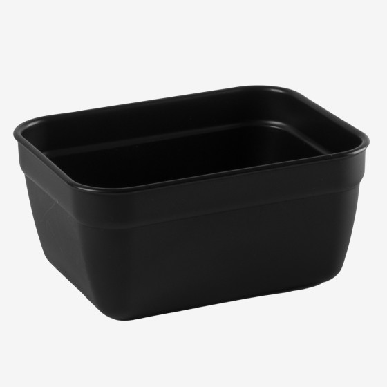 Rectangular black airtight box + clear lid - pack of 10