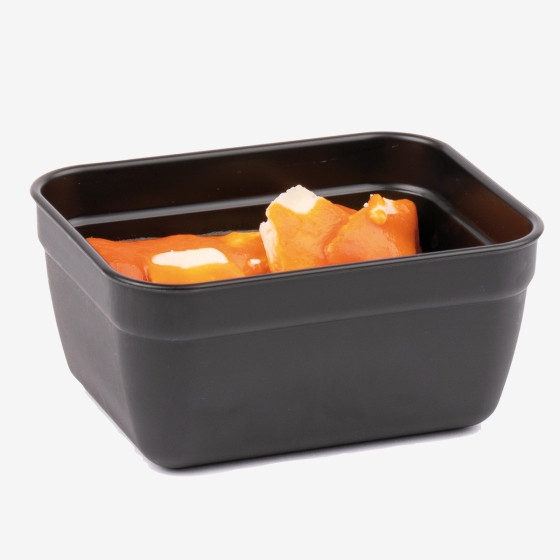 Rectangular black airtight box + clear lid - pack of 10