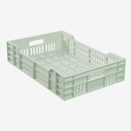 Caisse ajourée avec poignées empilable 600 X 400 25 L - vert amande