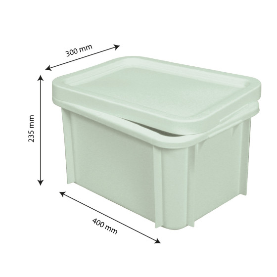 40 x 30 storage container with lid - 15 L - Light green