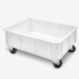 Reinforced large volume stacking container - 4 wheels