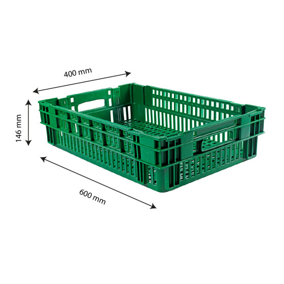 Perforated crate 600 x 400 in recycled HDPE