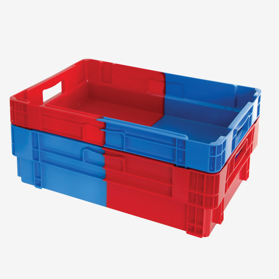 Two-tone nestable stackable solid crate