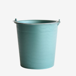 Round bucket with steel handle - 11 L - green