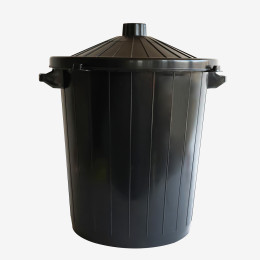 Eco-sustainable round bin with lockable lid - 50 L and 80 L - black