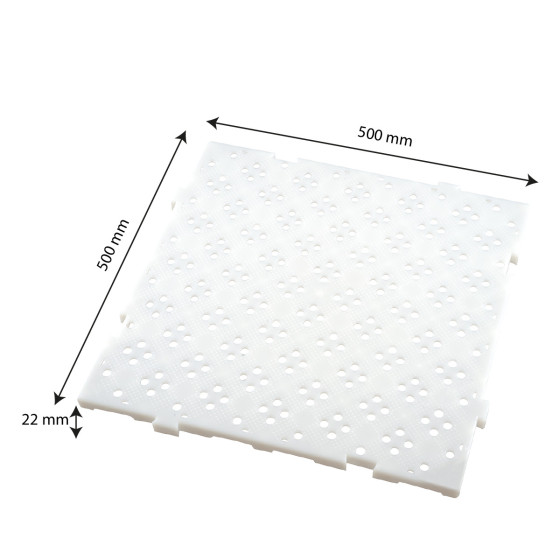 Set of 4x HACCP duckboard - 500 x 500mm, 22mm thick - 1m² - white