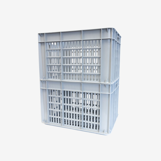 Caisse ajourée avec poignées GILAC empilable 500 x 400 x 330 mm - 48 L - gris