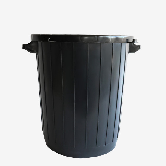 Poubelle éco-durable ronde - 80 L - noir