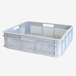 Perforated reinforced crate with stackable handles 400 x 350 mm - 11 L and 18 L - grey